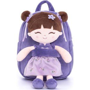 Cute Kids Backpack Toddler Backpack With Attachable Plush Asian Girl Doll